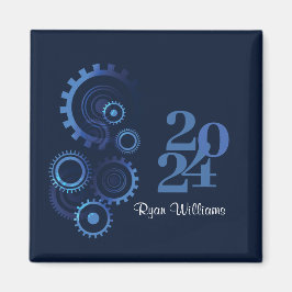 Moderne Blauwe Mechanische Ingenieur Afstudeerfees Magneet