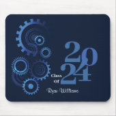 Moderne Blauwe Mechanische Ingenieur Afstudeerfees Muismat (Voorkant)