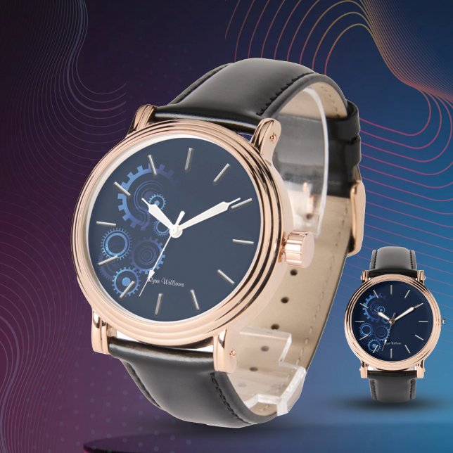 Moderne Blauwe Mechanische Ingenieur Horloge (Creator heeft geüpload)