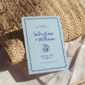 Moderne blauwe mediterrane schaal Bewaar de datum Kaart