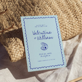 Moderne blauwe mediterrane schaal Bewaar de datum Kaart