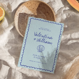 Moderne blauwe mediterrane schaal Bewaar de datum Kaart