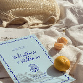 Moderne blauwe mediterrane schaal Bewaar de datum Kaart