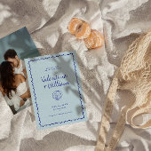 Moderne blauwe mediterrane schaal Bewaar de datum Kaart