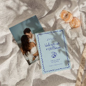 Moderne blauwe mediterrane schaal Bewaar de datum Kaart