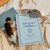 Moderne blauwe mediterrane schaal Bewaar de datum Kaart