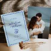 Moderne blauwe mediterrane schaal Bewaar de datum Kaart