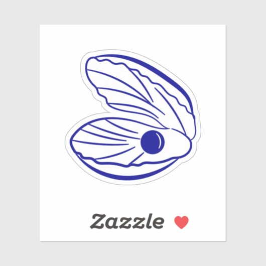 Moderne blauwe mediterrane shell bruiloft stickers (Vel)