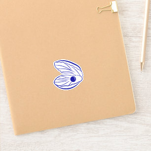 Moderne blauwe mediterrane shell bruiloft stickers