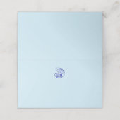 Moderne Blauwe Mediterrane Shell Wedding Place Car Plaatskaartje (Buitenkant ongevouwen)