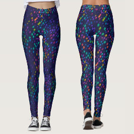 Moderne Blauwe Met Kleurrijke Regenboog Geometrisc Leggings