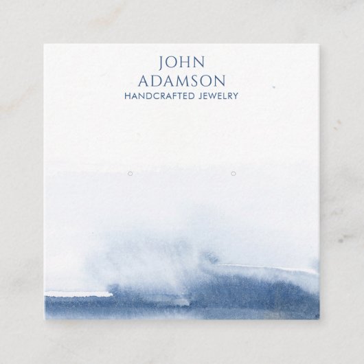 Moderne Blauwe Minimale Abstracte Oorbel Display K Vierkante Visitekaartje (Voorkant)