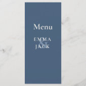Moderne Blauwe Minimalistische Elegante Serif brui Menu (Achterkant)