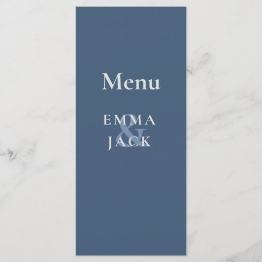 Moderne Blauwe Minimalistische Elegante Serif brui Menu (Achterkant)