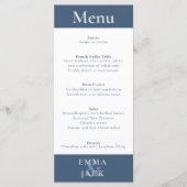 Moderne Blauwe Minimalistische Elegante Serif brui Menu (Voorkant)