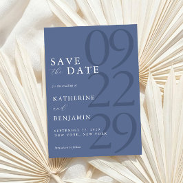 Moderne Blauwe Minimalistische Trouw Save The Date