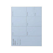 Moderne blauwe minimalistische weekplanner notitieblok (Linkerzijde)