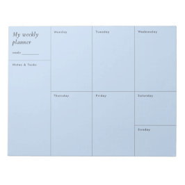 Moderne blauwe minimalistische weekplanner notitieblok