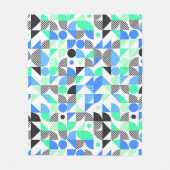 Moderne Blauwe Mint Geometrisch Fleece Deken (Voorkant)