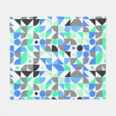 Moderne Blauwe Mint Geometrisch Fleece Deken (Voorkant (Horizontaal))