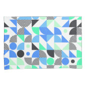 Moderne Blauwe Mint Geometrische Vormen Kussensloop (Voorkant-Rechts)