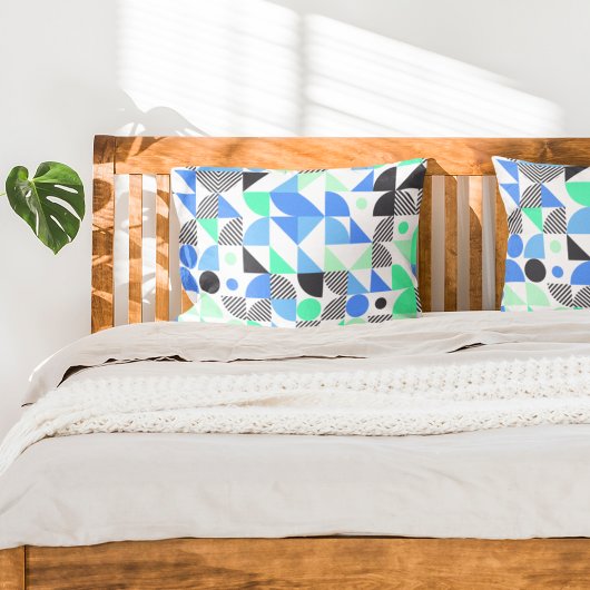 Moderne Blauwe Mint Geometrische Vormen Kussensloop