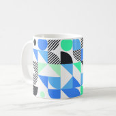 Moderne Blauwe Mint Groene Geometrisch Koffiemok (Voorkant links)