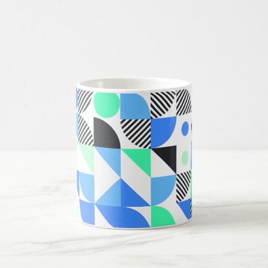 Moderne Blauwe Mint Groene Geometrisch Koffiemok (Center)