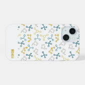 Moderne Blauwe Molecuulchemie iPhone 15 Case (Achterkant horizontaal)