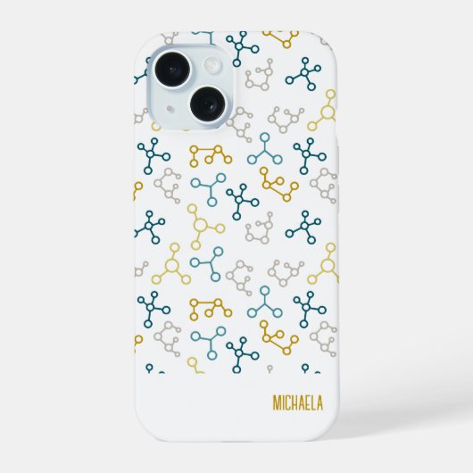 Moderne Blauwe Molecuulchemie iPhone 15 Case (Achterkant)