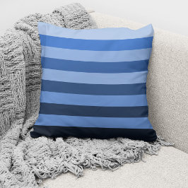 Moderne Blauwe Monochrome Kleurblok Gestreept Kussen