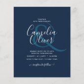 Moderne blauwe monochrome tekst alleen bruiloft flyer (Voorkant)