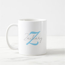 Moderne blauwe monogram & geschreven naam geperson