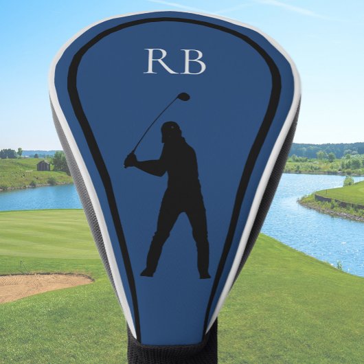Moderne Blauwe Monogram Golf Headcover Voor Heren