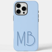 Moderne Blauwe Monogram Initiaal Letters Heden Case-Mate iPhone Case (Achterkant)