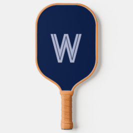 Moderne blauwe monogram initiaal pickleball paddle