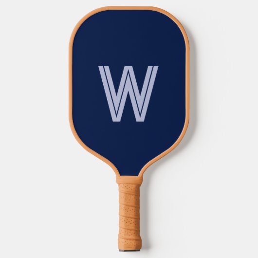 Moderne blauwe monogram initiaal pickleball paddle (Voorkant)