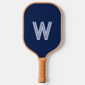 Moderne blauwe monogram initiaal pickleball paddle (Achterkant)