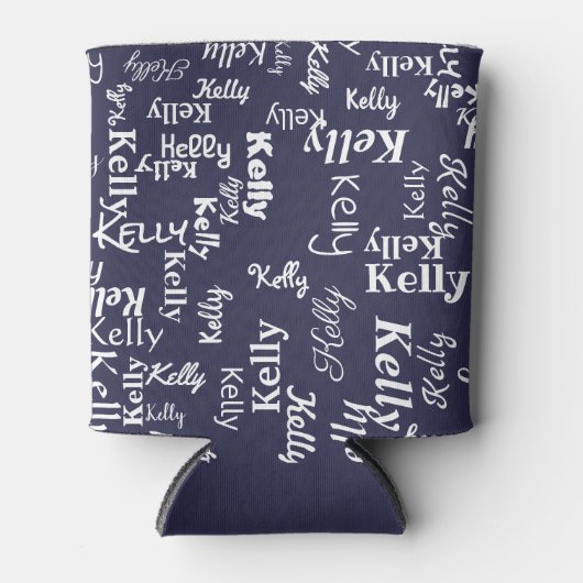 Moderne Blauwe Monogram Naam Blikjeskoeler (Voorkant)