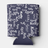 Moderne Blauwe Monogram Naam Blikjeskoeler (Achterkant)