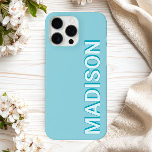 Moderne Blauwe Monogram Naam iPhone 16 Pro Max Hoesje