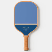 Moderne Blauwe Monogram Naam + Club Pickleball Paddle (Voorkant)