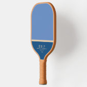Moderne Blauwe Monogram Naam + Club Pickleball Paddle (Links)