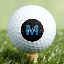 Moderne Blauwe Monogram Naam Initiaal Letters Gepe Golfballen