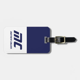 Moderne Blauwe Monogram Naam Krachtig Sober Bagagelabel