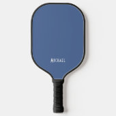 Moderne Blauwe Monogram Naam Pickleball Paddle (Voorkant)