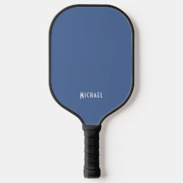 Moderne Blauwe Monogram Naam Pickleball Paddle