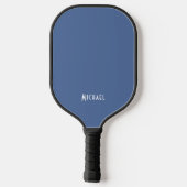 Moderne Blauwe Monogram Naam Pickleball Paddle (Achterkant)