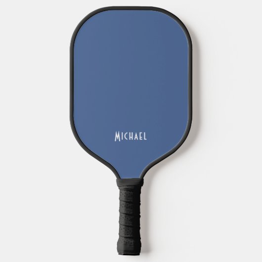 Moderne Blauwe Monogram Naam Pickleball Paddle (Achterkant)