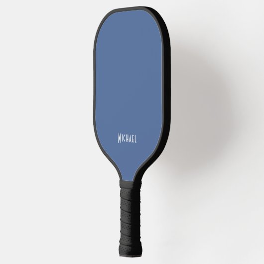 Moderne Blauwe Monogram Naam Pickleball Paddle (Links)